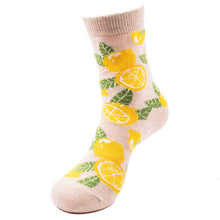 Load image into Gallery viewer, Parquet Beige Women's Lemon Tree Novelty Socks
