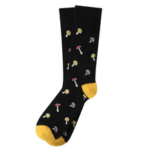Load image into Gallery viewer, Parquet Men’s Mushroom Fungi Novelty Crew Socks – Black
