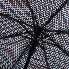 Load image into Gallery viewer, Nollia Compact Black Geometric Pattern Auto-Open Umbrella – 12" Travel Size, Wind-Resistant
