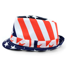 Load image into Gallery viewer, Westend Spring/Summer Stars &amp; Stripes American Flag Trilby Fedora Hat
