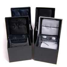 Load image into Gallery viewer, Clericci 12pc Men's Tie, Hanky &amp; Cufflink Set in Premium Fabric Box – Coordinated Accessory Collection
