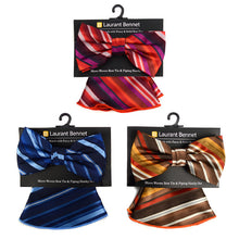 Load image into Gallery viewer, Laurant Bennet Bold Stripes  Banded Bow Tie &amp; Round Hanky Set

