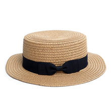 Load image into Gallery viewer, Nollia Spring/Summer Ribbon Round Flat Top Ladies' Hat – 100% Paper
