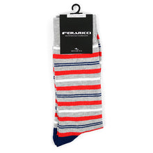 Load image into Gallery viewer, Feraricci Men&#39;s Multicolor Striped Dress Socks
