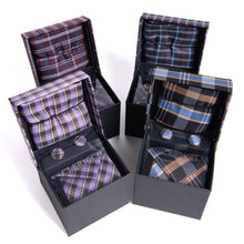 Load image into Gallery viewer, Clericci 12pc Men&#39;s Tie, Hanky &amp; Cufflink Set in Fabric Gift Box – Coordinated Accessory Collection
