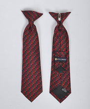Load image into Gallery viewer, Umo Lorenzo Boy&#39;s Geometric Microfiber Woven Clip-On Ties – Gold, Red, Silver, Pink
