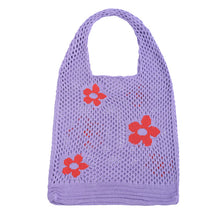 Load image into Gallery viewer, Nollia Purple Floral Crochet Knit Bag
