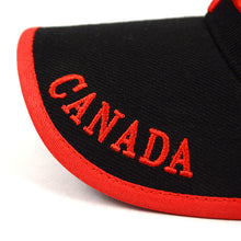 Load image into Gallery viewer, Parquet Canada Leaf Black &amp; Red 3D Embroidered Baseball Cap
