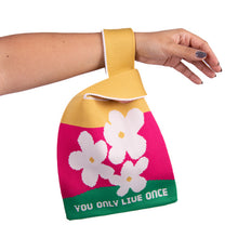 Load image into Gallery viewer, Nollia You Only Live Once Floral Pattern Mini Knit Tote Bag
