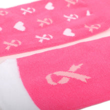 Load image into Gallery viewer, Parquet Women’s Pink &amp; White Hearts Breast Cancer Awareness Crew Socks
