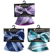 Load image into Gallery viewer, Laurant Bennet Bold Geometric Paisley Banded Bow Tie &amp; Round Hanky Set
