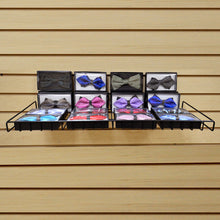 Load image into Gallery viewer, Flat Grid Shelf for Slat Wall – Includes 24 Assorted Bow Ties – 23.5” Wide Heavy Duty Display Rack
