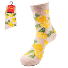 Load image into Gallery viewer, Parquet Beige Women's Lemon Tree Novelty Socks
