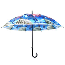 Load image into Gallery viewer, Parquet Europe Scenery Fireworks Auto Open Umbrella – Plastic Canopy, J-Handle
