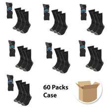 Load image into Gallery viewer, 60 Packs (180 Socks) Men's Heavy-Duty Crew Socks – Black or Charcoal, Moisture-Wicking, Arch Support, Reinforced Heel, Size 10-13 (Fits Shoe Size 6-12.5)
