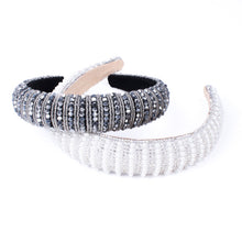 Load image into Gallery viewer, Nollia “C” Shaped Padded Headband with Pearl &amp; Rhinestone – Elegant Embellished Hair Accessory
