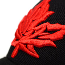 Load image into Gallery viewer, Parquet Canada Leaf Black &amp; Red 3D Embroidered Baseball Cap
