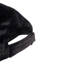 Load image into Gallery viewer, Black Velour Baseball Cap with Faux Fur Pom Pom – Adjustable | 3 Pom Colors
