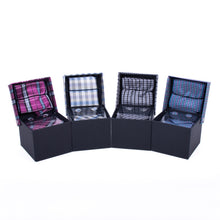 Load image into Gallery viewer, Clericci 12-Piece ASSORTED Spring/Summer Plaid Tie, Hanky &amp; Cufflink Gift Box Set
