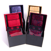 Load image into Gallery viewer, Clericci 12pc Fall/Winter Paisley Tie, Hanky &amp; Cufflink Boxed Set

