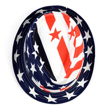 Load image into Gallery viewer, Westend Spring/Summer Stars &amp; Stripes American Flag Trilby Fedora Hat
