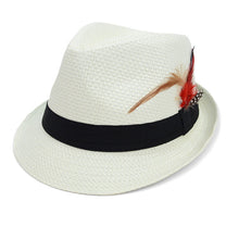 Load image into Gallery viewer, Westend Spring/Summer Woven Trilby Fedora Hat with Feather
