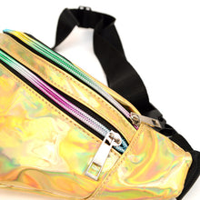 Load image into Gallery viewer, Nollia Gold Iridescent Holographic Waist Fanny Pack with Adjustable Strap
