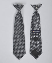 Load image into Gallery viewer, Umo Lorenzo Boy&#39;s Geometric Microfiber Woven Clip-On Ties – Gold, Red, Silver, Pink
