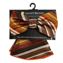 Load image into Gallery viewer, Laurant Bennet Bold Stripes  Banded Bow Tie &amp; Round Hanky Set
