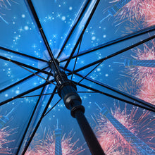 Load image into Gallery viewer, Parquet Europe Scenery Fireworks Auto Open Umbrella – Plastic Canopy, J-Handle
