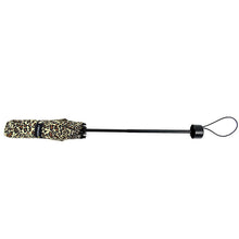 Load image into Gallery viewer, Parquet Leopard Print Telescopic Compact Umbrella – Auto-Open, Plastic Handle, 12&quot; Travel Size

