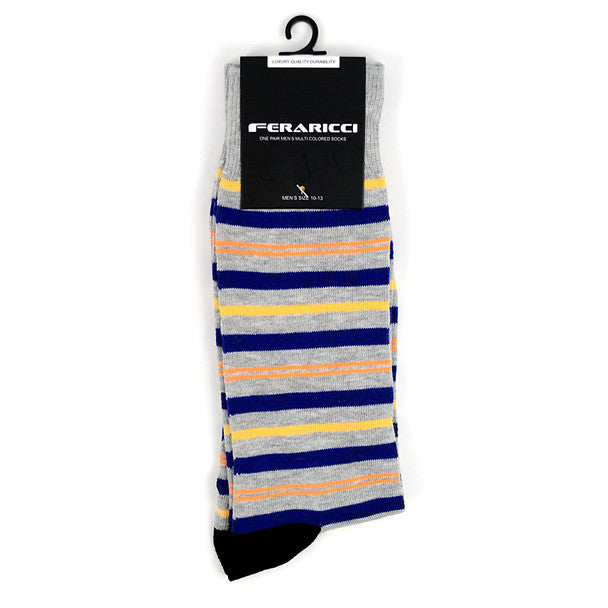 Feraricci Men's Multicolor Striped Dress Socks