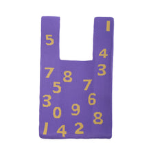 Load image into Gallery viewer, Purple tote bag with yellow number
