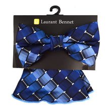 Load image into Gallery viewer, Laurant Bennet Striped Geometric Banded Bow Tie &amp; Matching Hanky Set
