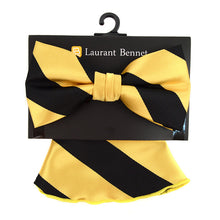 Load image into Gallery viewer, Laurant Bennet Two-Tone Diagonal Bow Tie &amp; Matching Hanky Set
