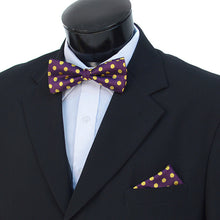 Load image into Gallery viewer, Umo Lorenzo Men's Big &amp; Tall Polka Dot Bow Tie &amp; Hanky Set – 15 Color Options
