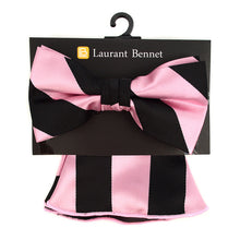Load image into Gallery viewer, Laurant Bennet Two-Tone Diagonal Bow Tie &amp; Matching Hanky Set
