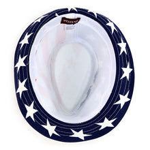 Load image into Gallery viewer, Westend Spring/Summer Stars &amp; Stripes American Flag Trilby Fedora Hat
