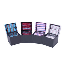 Load image into Gallery viewer, Clericci 12-Piece ASSORTED Spring/Summer Striped Tie, Hanky &amp; Cufflink Gift Box Set
