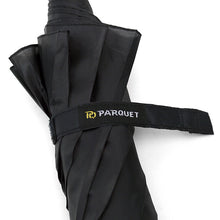 Load image into Gallery viewer, Parquet Black Telescopic Compact Umbrella – Manual Open, 12" Travel Size, Wind-Resistant
