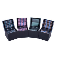 Load image into Gallery viewer, Clericci 12-Piece ASSORTED Spring/Summer Plaid Tie, Hanky &amp; Cufflink Gift Box Set
