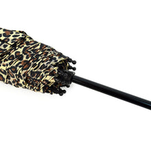 Load image into Gallery viewer, Parquet Leopard Print Telescopic Compact Umbrella – Auto-Open, Plastic Handle, 12&quot; Travel Size
