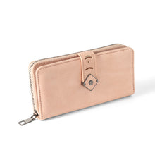 Load image into Gallery viewer, Nollia Ladies Classy Vegan Leather Long Tab Wallet – Black or Mauve
