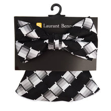 Load image into Gallery viewer, Laurant Bennet Striped Geometric Banded Bow Tie &amp; Matching Hanky Set
