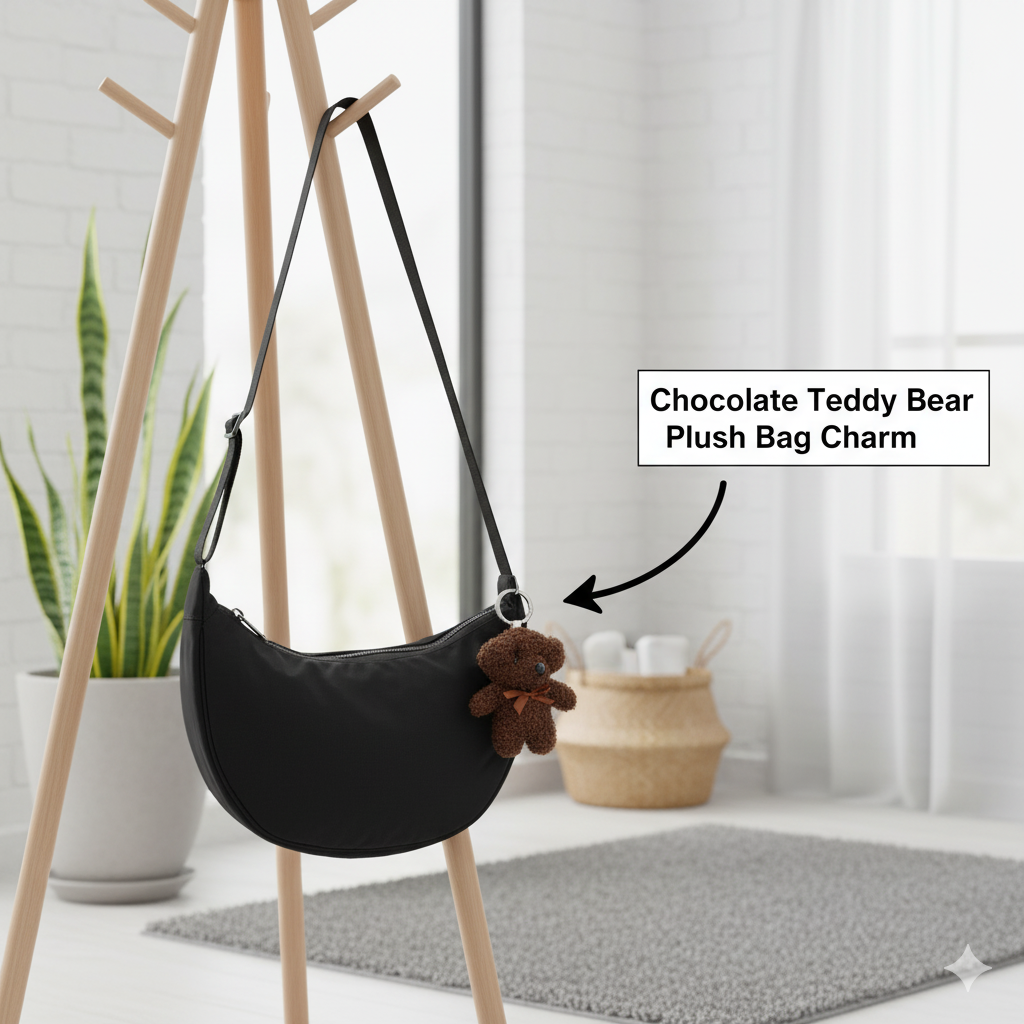 Chocolate Teddy Bear Plush Bag Charm