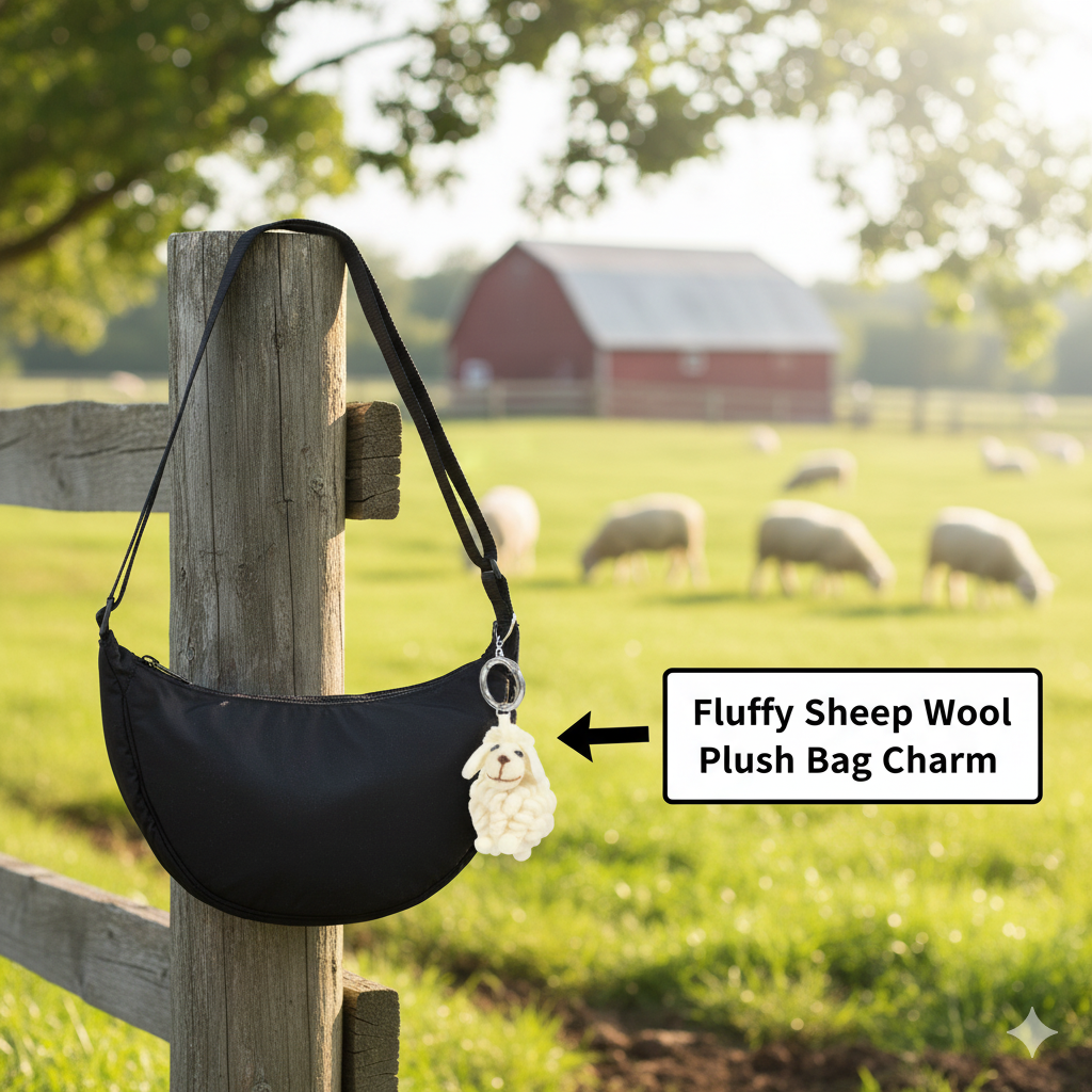 Fluffy Sheep Wool Plush Bag Charm
