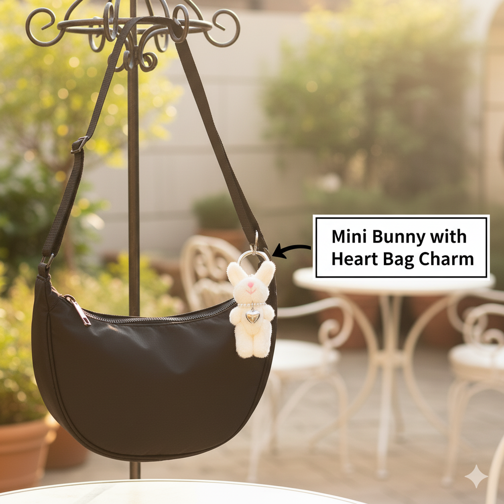 Mini Bunny with Heart Bag Charm