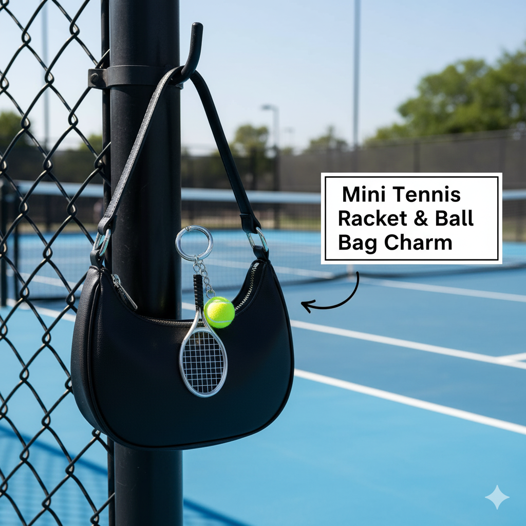 Mini Tennis Racket & Ball Bag Charm
