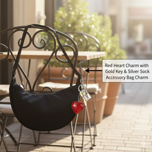 Load image into Gallery viewer, Red Heart Charm with Gold Key &amp; Silver Lock Accessory Bag Charm
