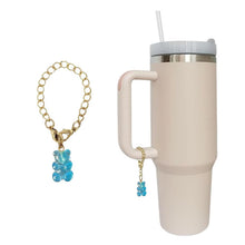 Load image into Gallery viewer, Blue gummy bear keychain-style charm for drinkware
